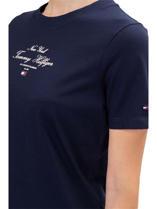 T-shirt regular signature logo blu Tommy Hilfiger | WW0WW43895C1G